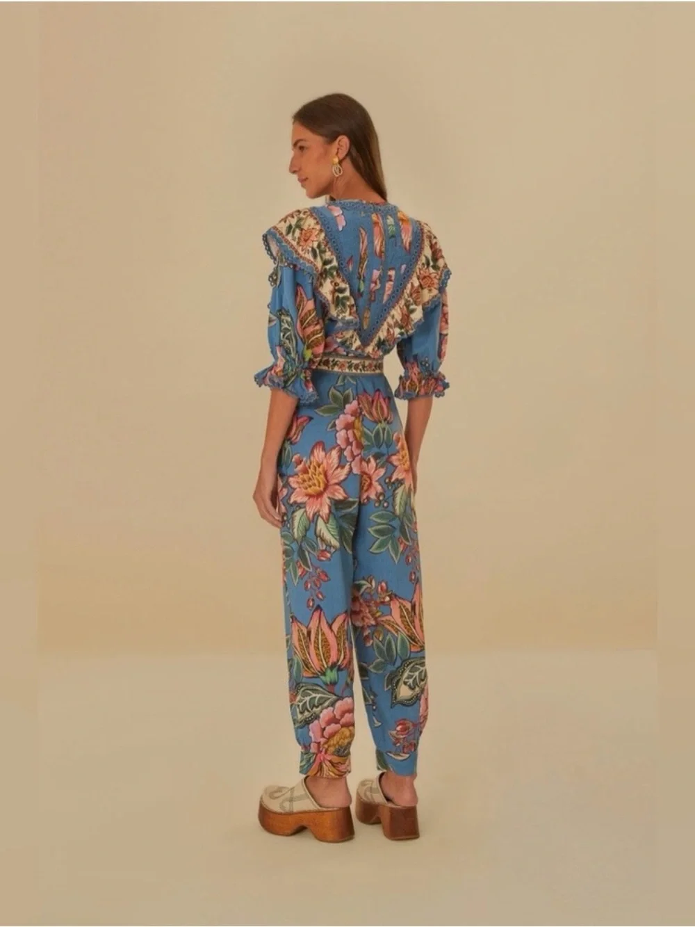 FARM Rio Wonderful Bouquet Blue Jumpsuit - Picture 2 of 4
